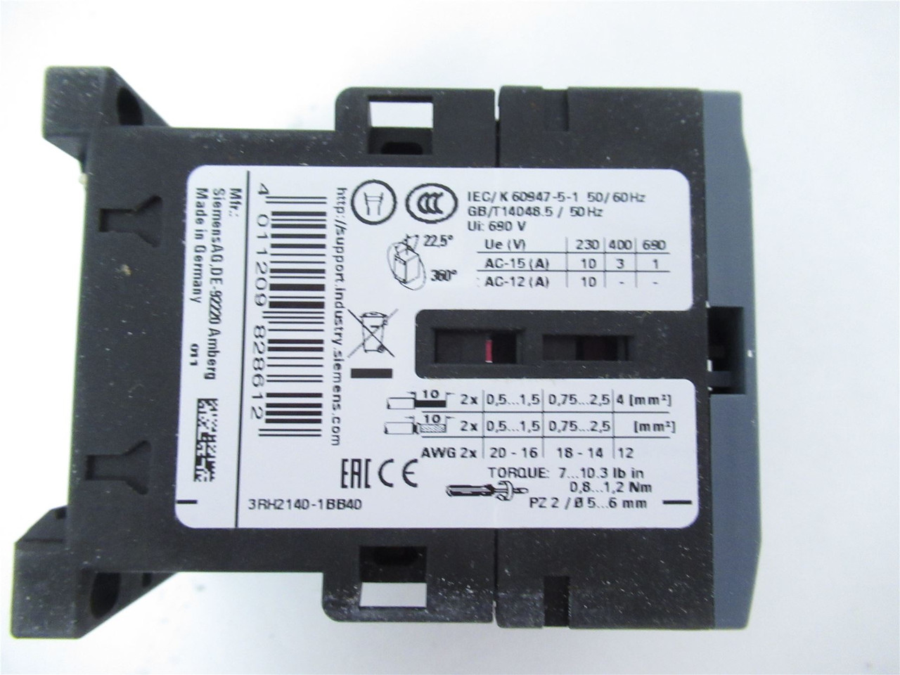 Siemens 3RH2140-1BB40; Contactor Relay 4 NO Coil: 24VDC