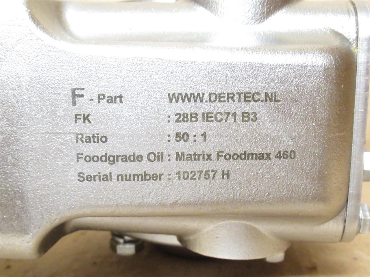 Dertec 28B IEC71 B3; AC Gear Motor; SS; 50:1 Ratio; 0.25kW