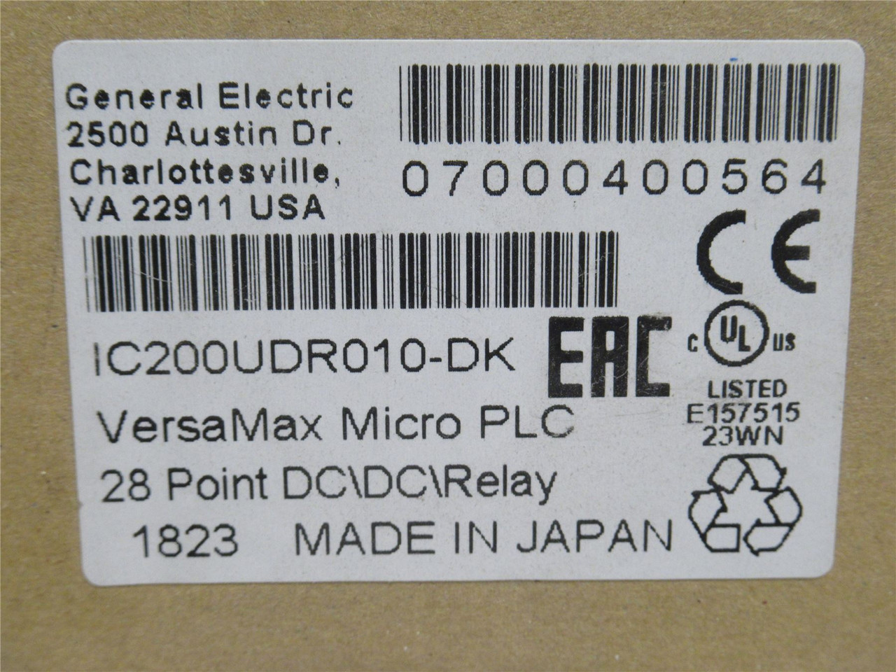 GE IC200UDR010-DK; Micro-Controller; 24VDC/240VAC; 7.mA