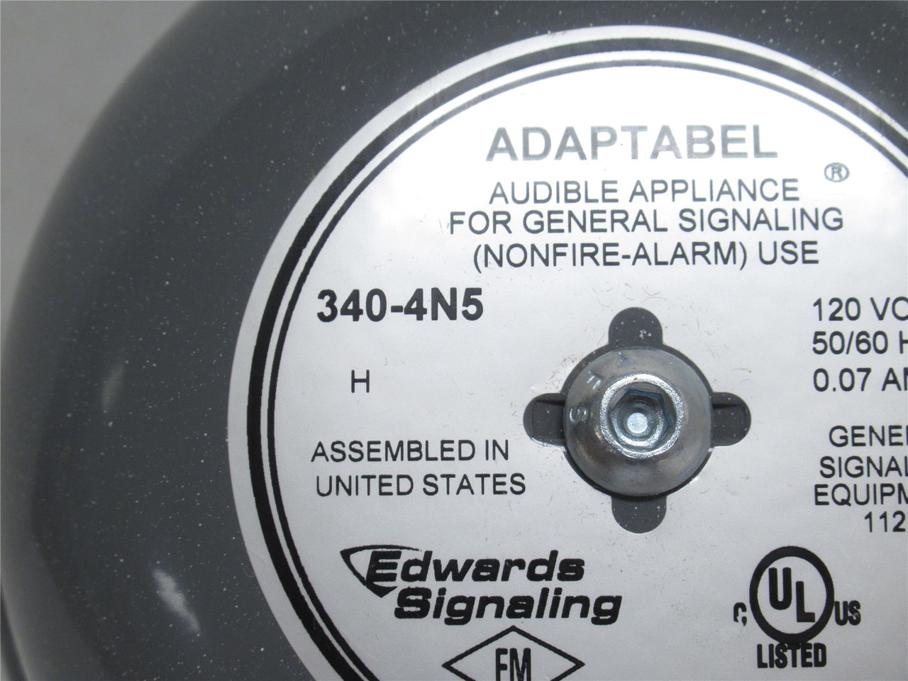Edwards 340-4N5; Alarm Bell; 120VAC; 0.062A; Size: 4"; 88dB
