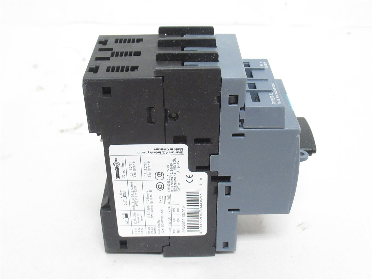 Siemens 3RV2011-0EA15; Motor Protector; 3P; 0.28-0.4A; 690VAC