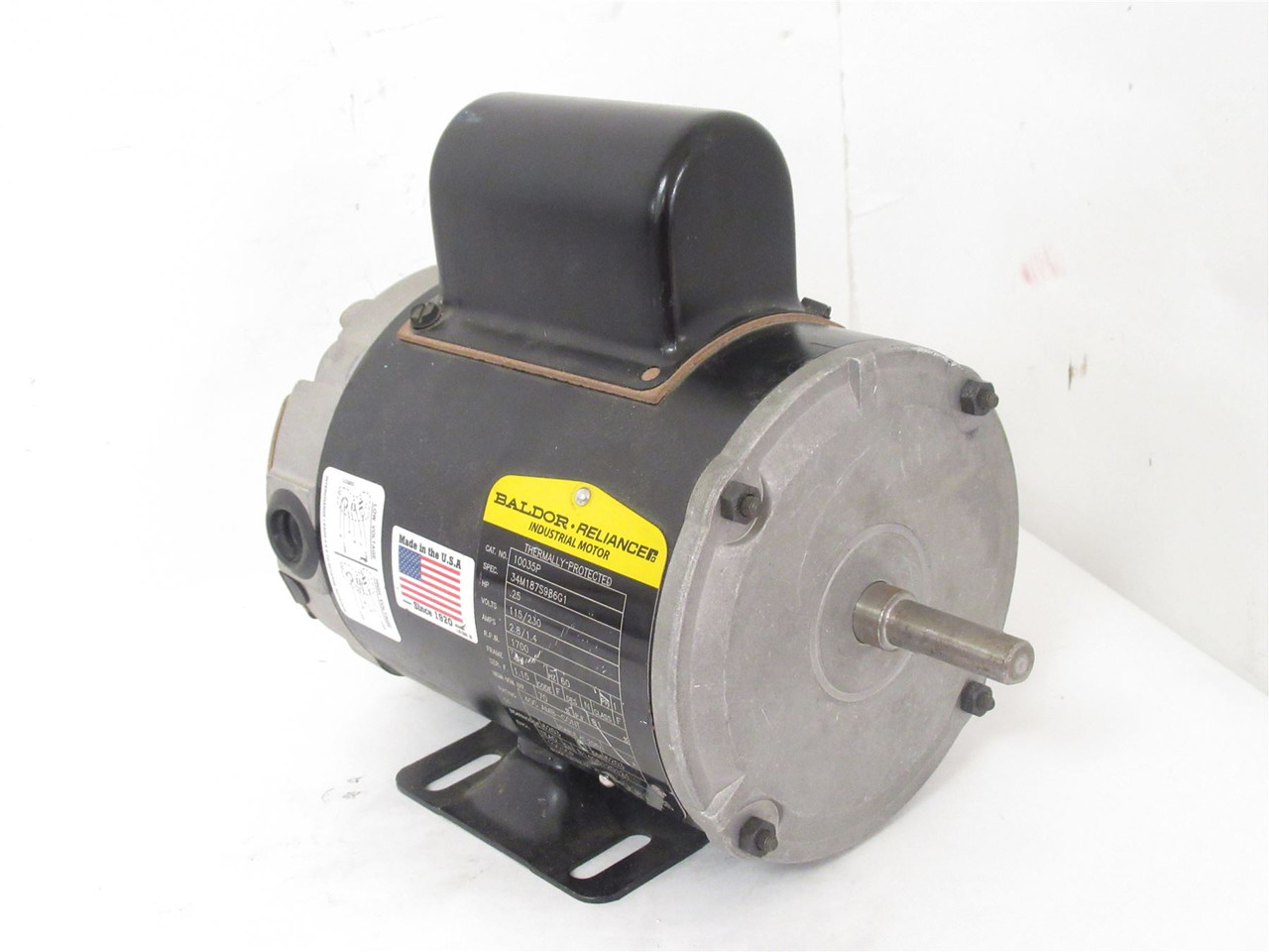 Baldor 10035P; Motor; .25HP; 115/230V; 2.8/1.4A; 1700RPM; 1Ph Baldor 10035P; Motor; .25HP; 115/230V; 2.8/1.4A; 1700RPM; 1Ph
