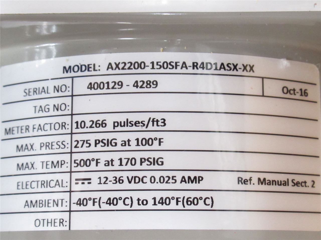 Azbil VorTek AX2200-150SFA-R4D1ASX-XX; Mass Flow Meter; 36VDC