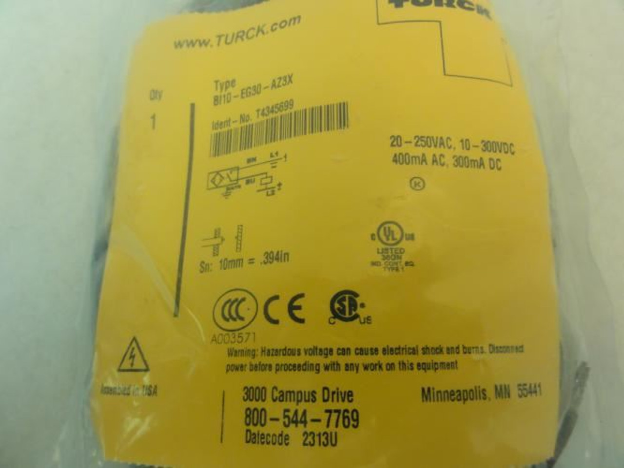 Turck BI10-EG30-AZ3X; Proximity Sensor; 20-250VAC; 10-300VDC
