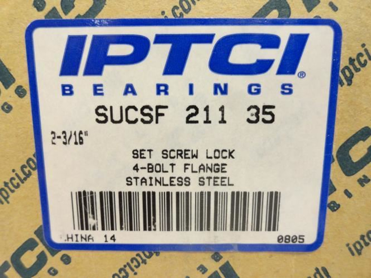 IPTCI SUCSF 211 35; Flange Bearing SS; 4-Bolt; 2-3/16" ID IPTCI SUCSF 211 35; Flange Bearing SS; 4-Bolt; 2-3/16" ID