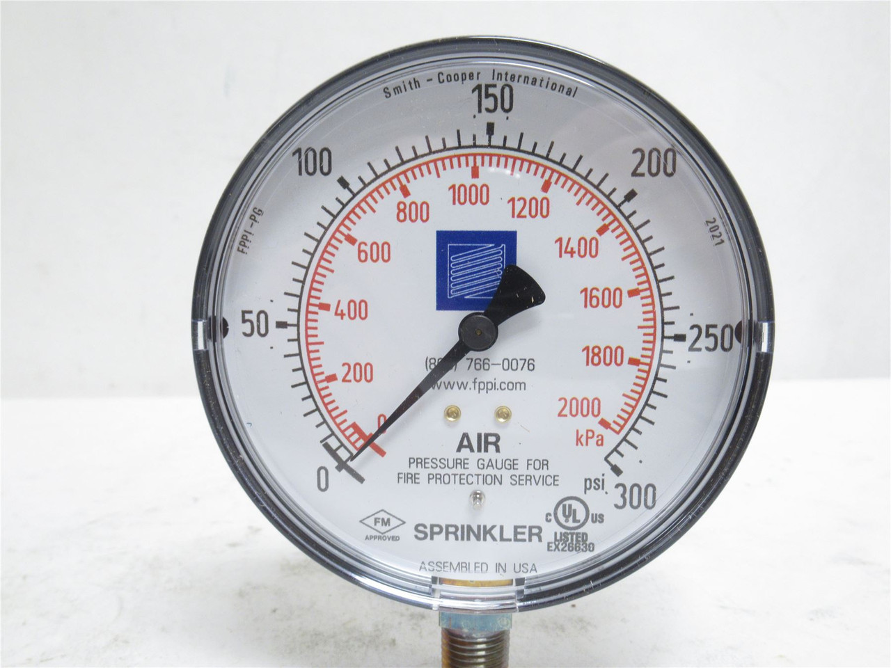 Smith-Cooper 11-551-00; Fire Sprinkler Air Gauge; 0-300PSI