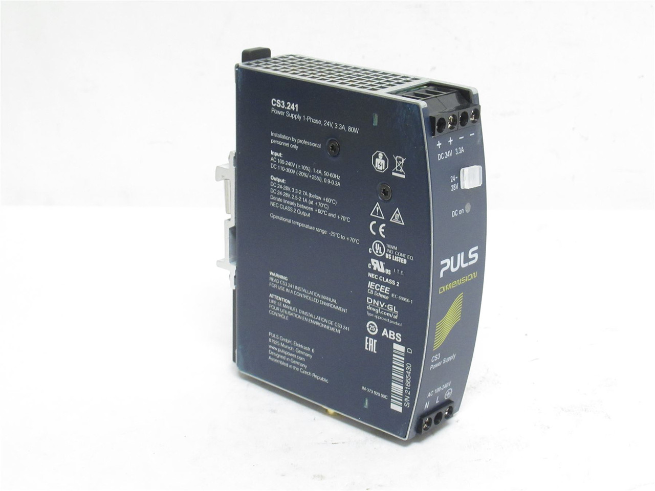 Puls CS3.241; Power Supply; 90-264VAC In; 24VDC Out