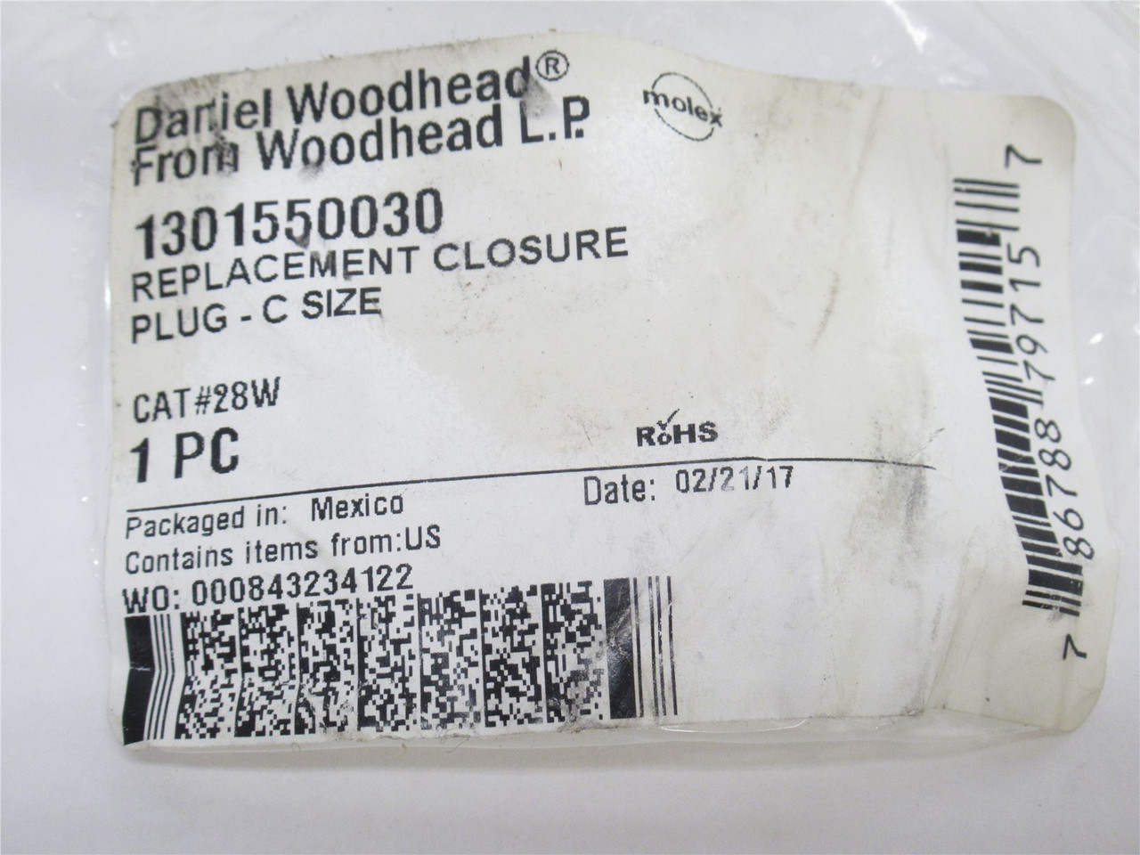 Woodhead 1301550030; Closure Plug 28W; Size: C