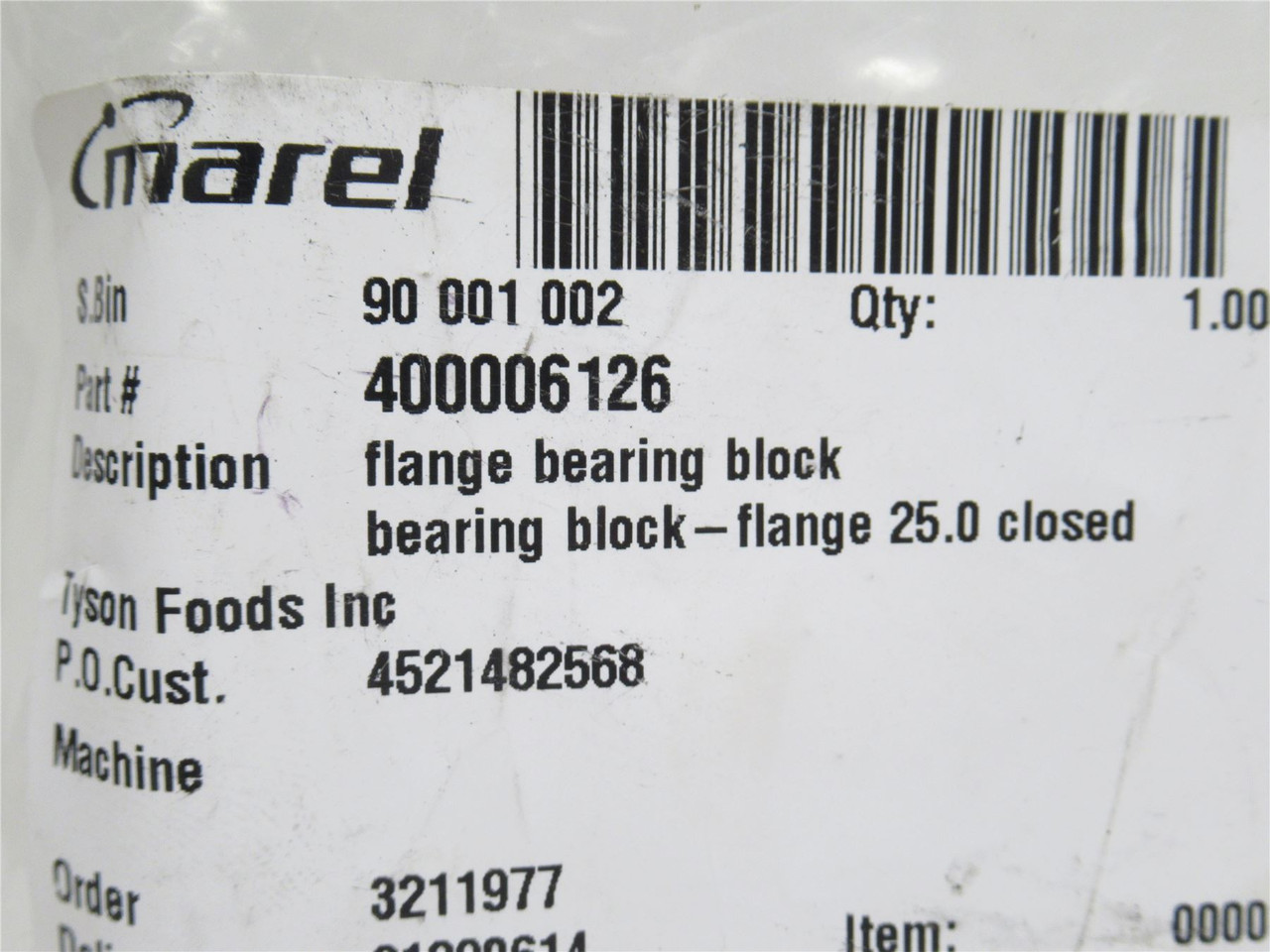 Marel 400006126; Flange Bearing; 25mmID; 2-Bolt