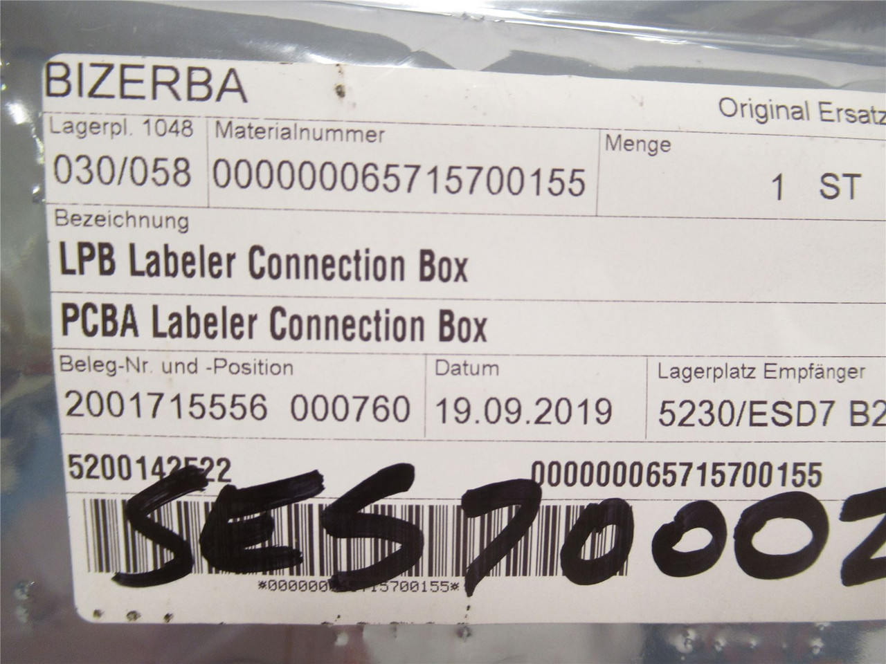 Bizerba 65715700155; PCBA Labeler Connection Box