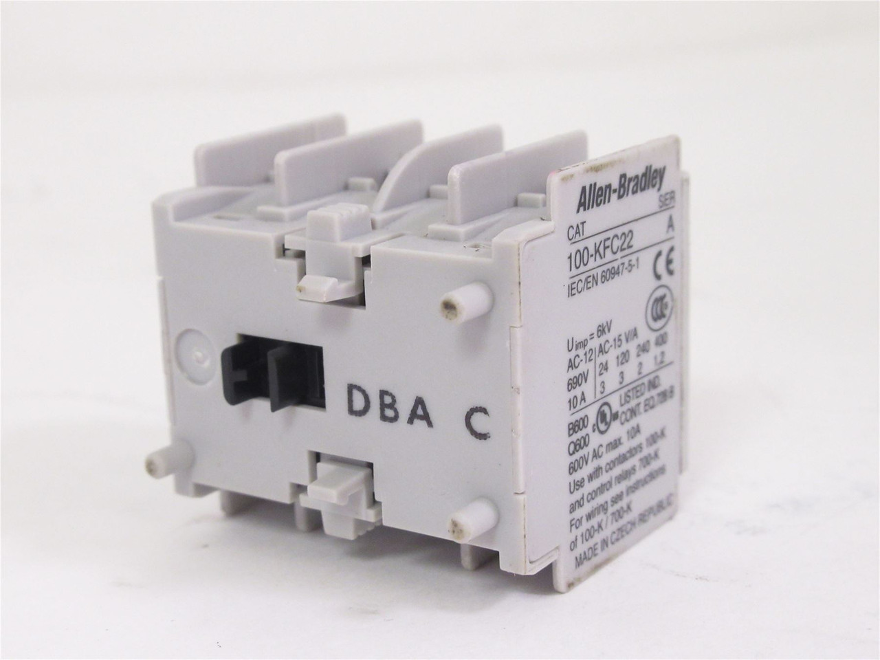 Allen-Bradley 100-KFC22; Auxiliary Contact Block; 4-Pole; 12A