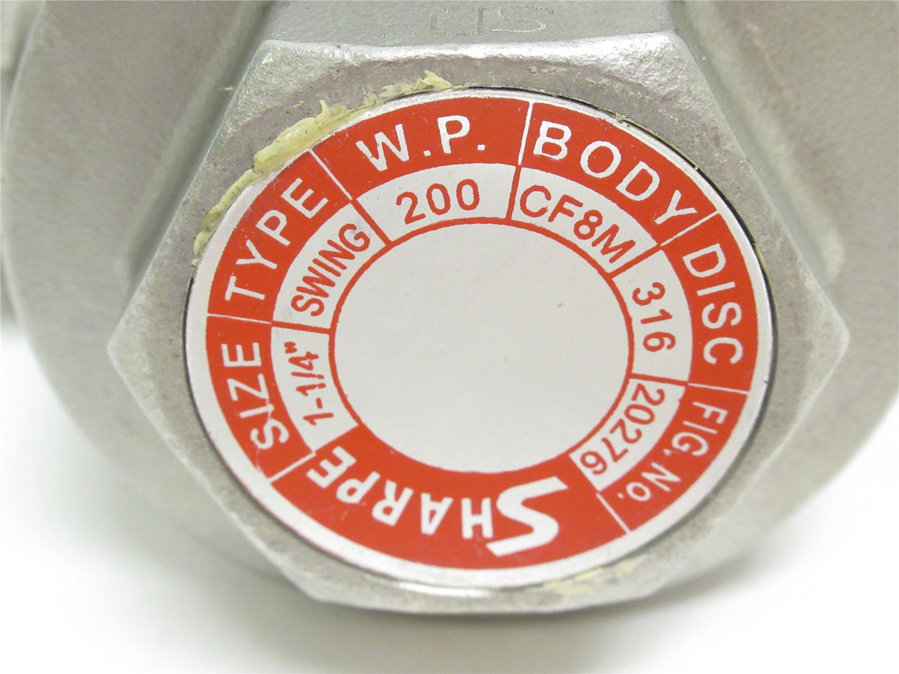 Sharpe SV20276TE012; Inline Swing Check Valve; SS; 1-1/4NPT