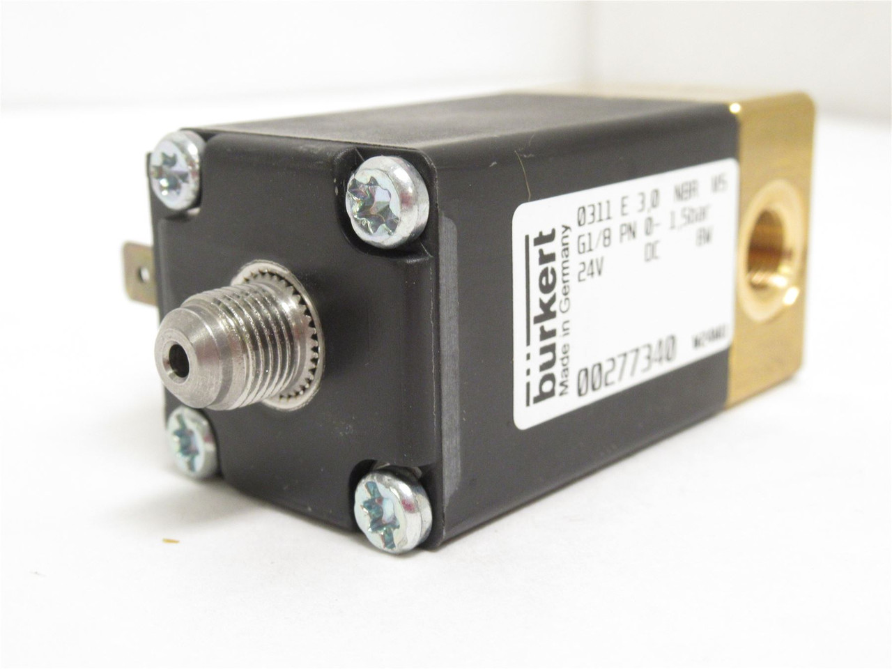 Burkert 277340; Solenoid Valve; 0-1.5 Bar; 24VDC; G1/8