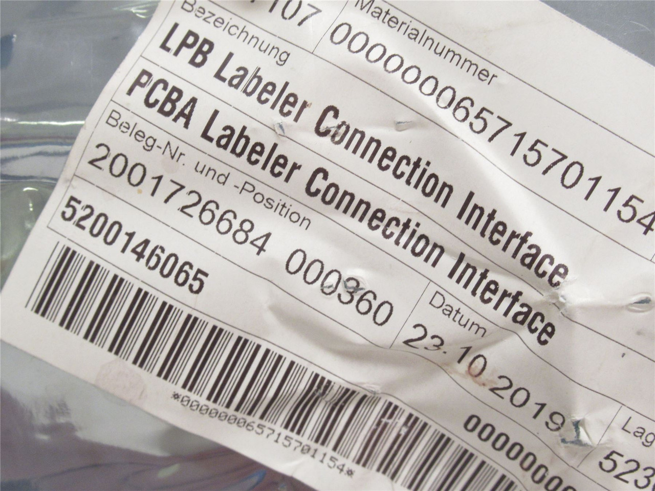 Bizerba 65715701154; Labeler Connection Interface