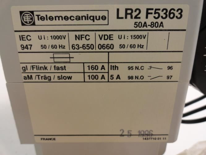 Telemecanique LR2 F5363; Thermal Overload Relay; 50-80A