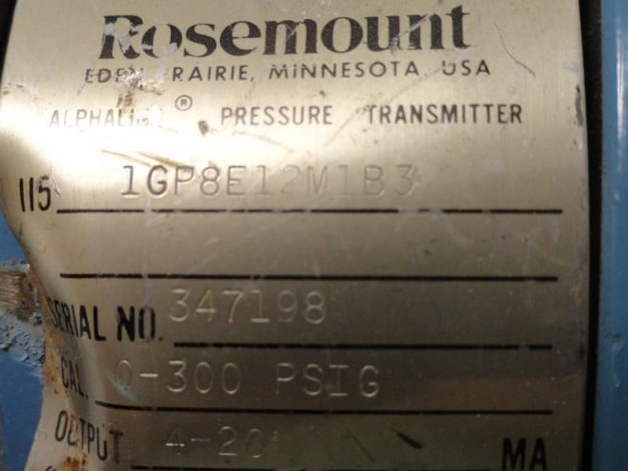 Rosemount 1GP8E12M1B3; Pressure Transmitter with plate
