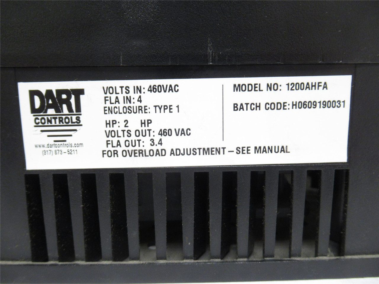 Dart Controls 1200AHFA; AC Drive; 2HP; 460VAC; 3.4A
