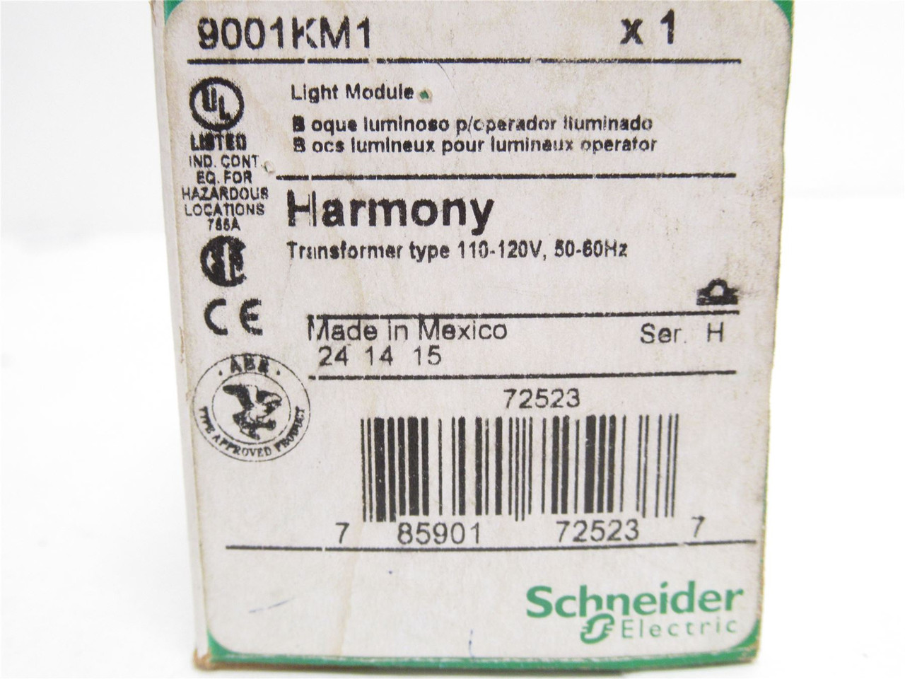 Schneider 9001-KM1; Push Button; Light Module; 30mm; 110-120V