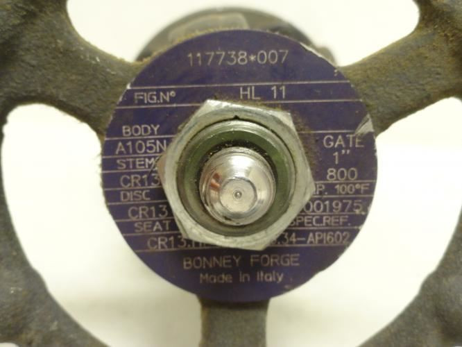 Bonney Forge HL 11-1; Bolted Bonnet 800 Gate Valve 1" Socket