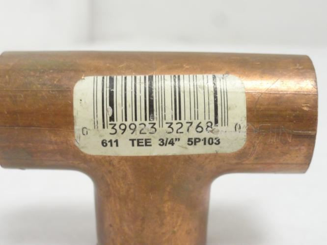 Industry-Std 5P103; Lot-5 Wrot Copper Tee; 3/4" C x C x C