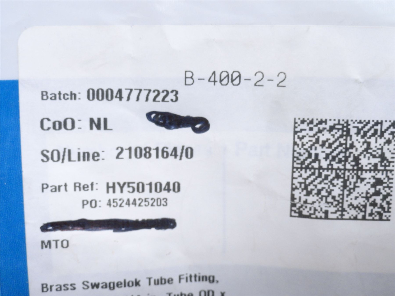 Swagelok B-400-2-2; Tube Elbow; 90Deg; 1/8" Tube x 1/8NPT