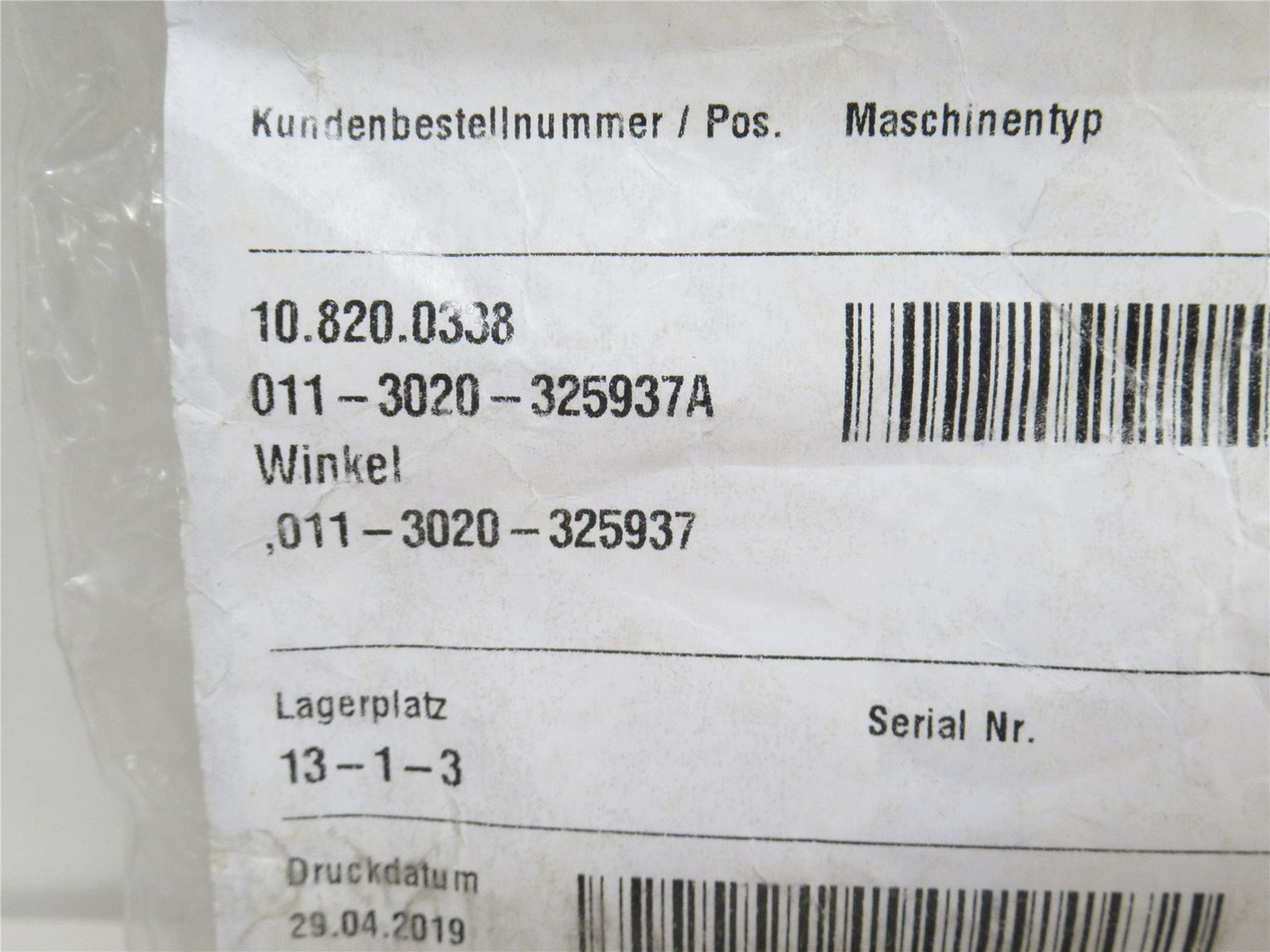 Multivac 108200338; Stainless Steel Angle Bracket