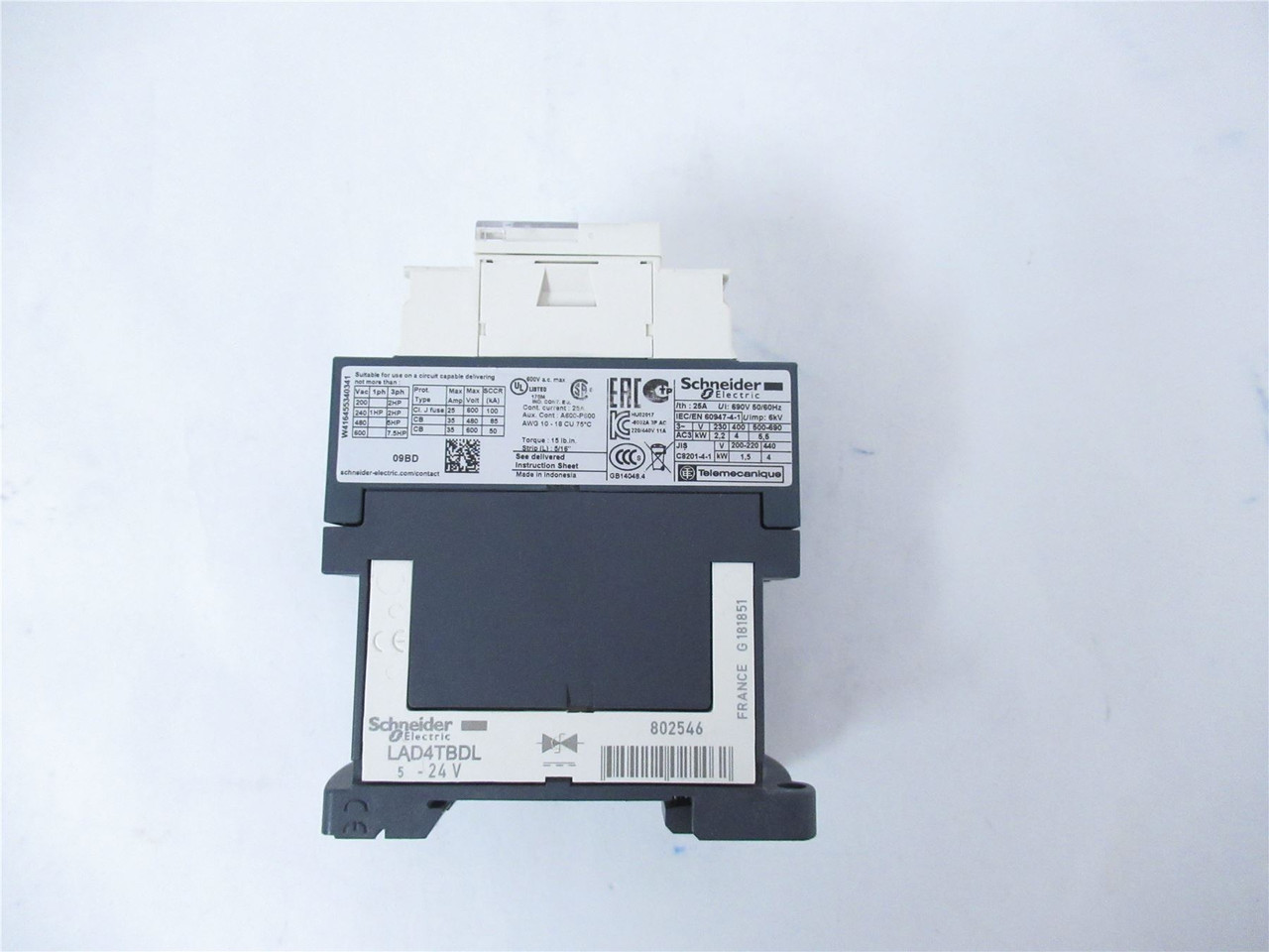 Schneider LC1D09BD; Contactor 9A; Coil: 24VDC; 3-pole
