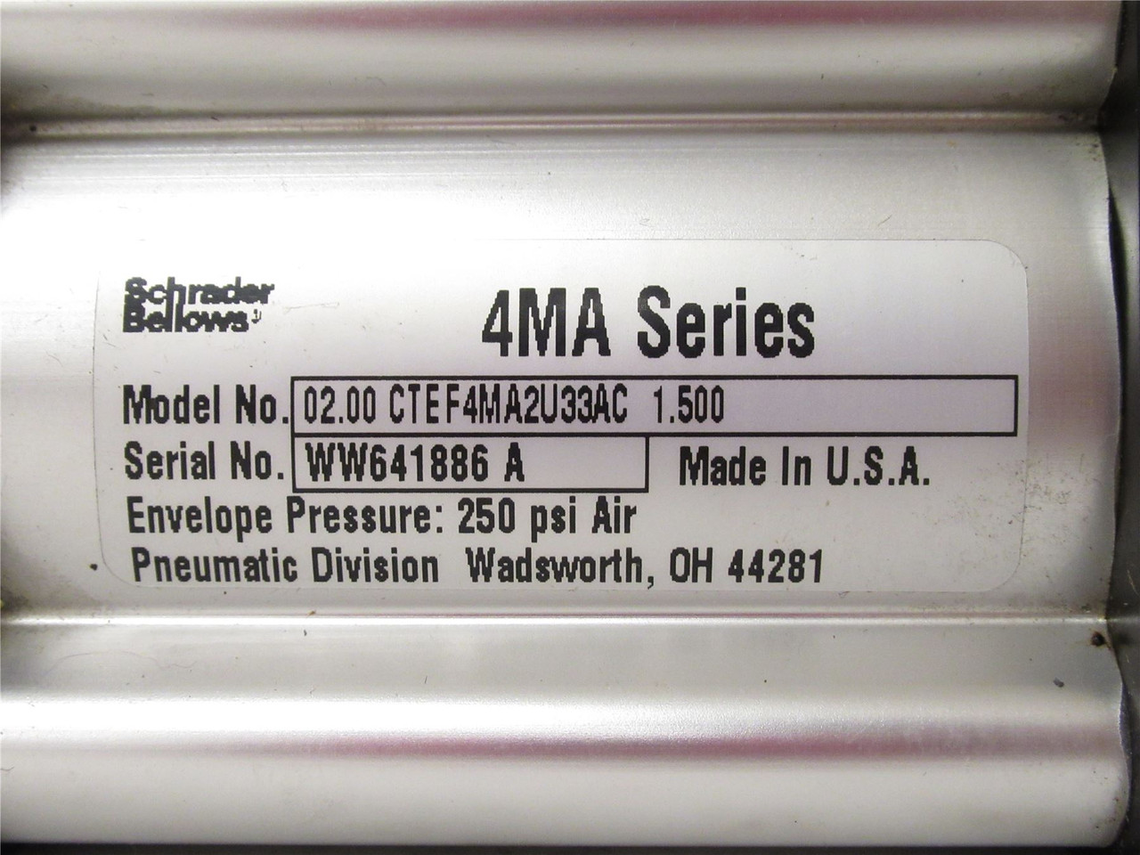 Schrader Bellows 02.00 CTEF4MA2U33AC 1.500; Air Cylinder Schrader Bellows 02.00 CTEF4MA2U33AC 1.500; Air Cylinder