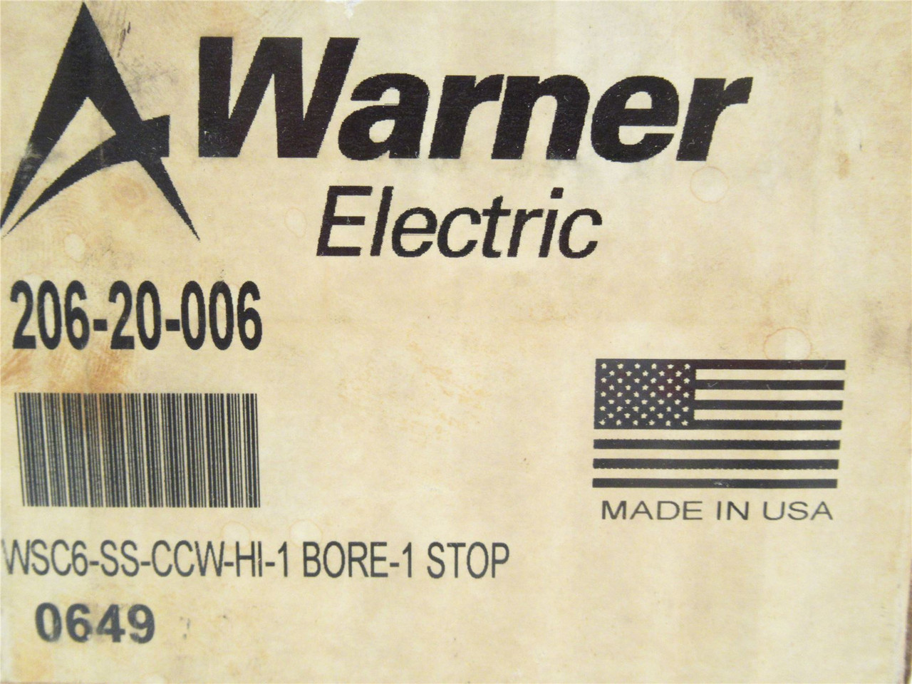 Warner Electric 206-20-006; Wrap Spring Mechanical Clutch