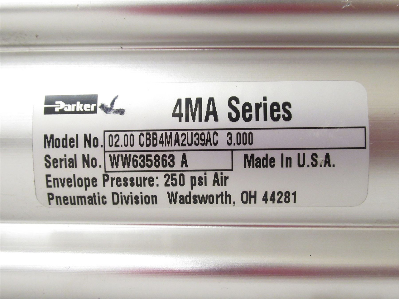 Parker  02.00 CBB4MA2U39AC 3.000; AirCylinder;2"BoreX3"Stroke Parker  02.00 CBB4MA2U39AC 3.000; AirCylinder;2"BoreX3"Stroke