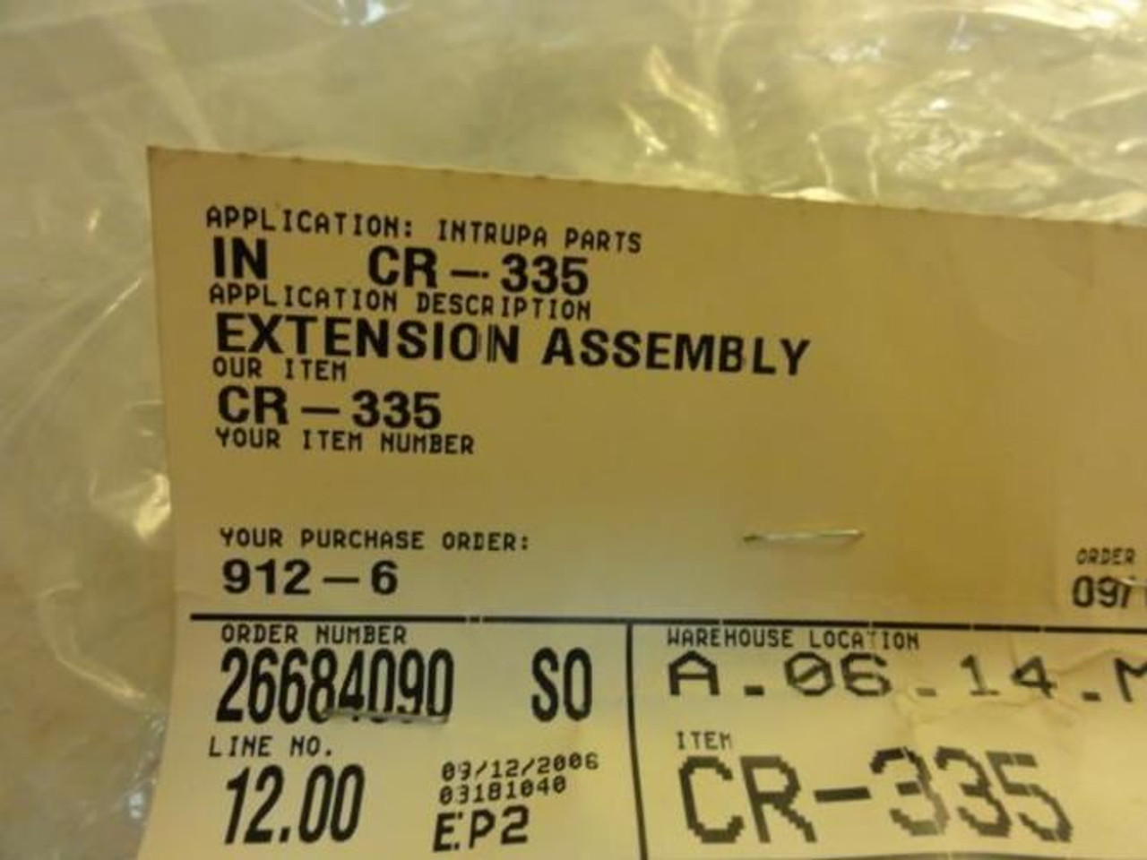 MFG- CR-335; LOT-5; Extension Assembly