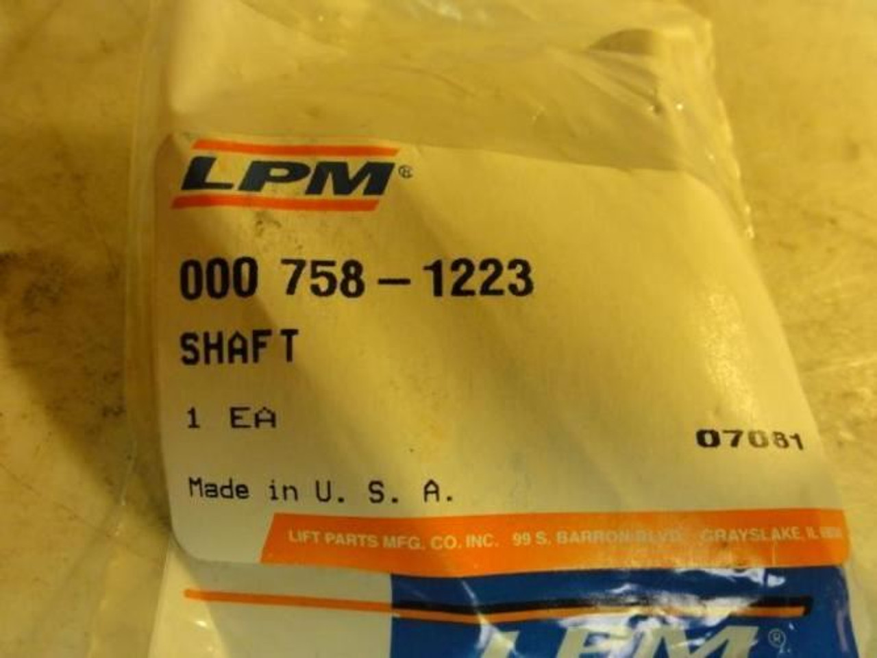 LPM 000 758-1223; Roller Shaft