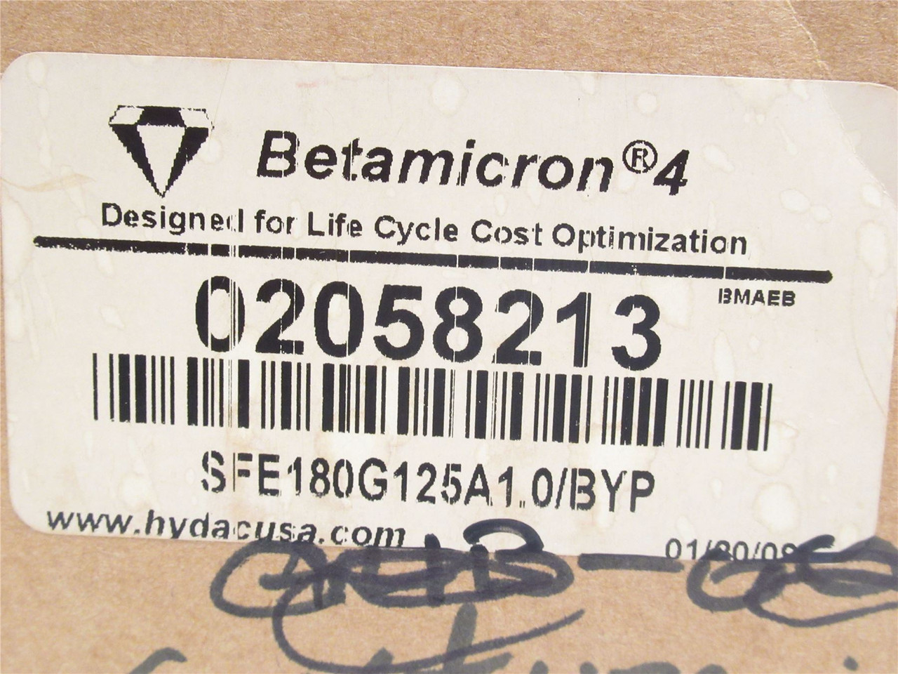Hydac 2058213; Hydraulic Strainer SFE180G125A1.0/BYP; SS