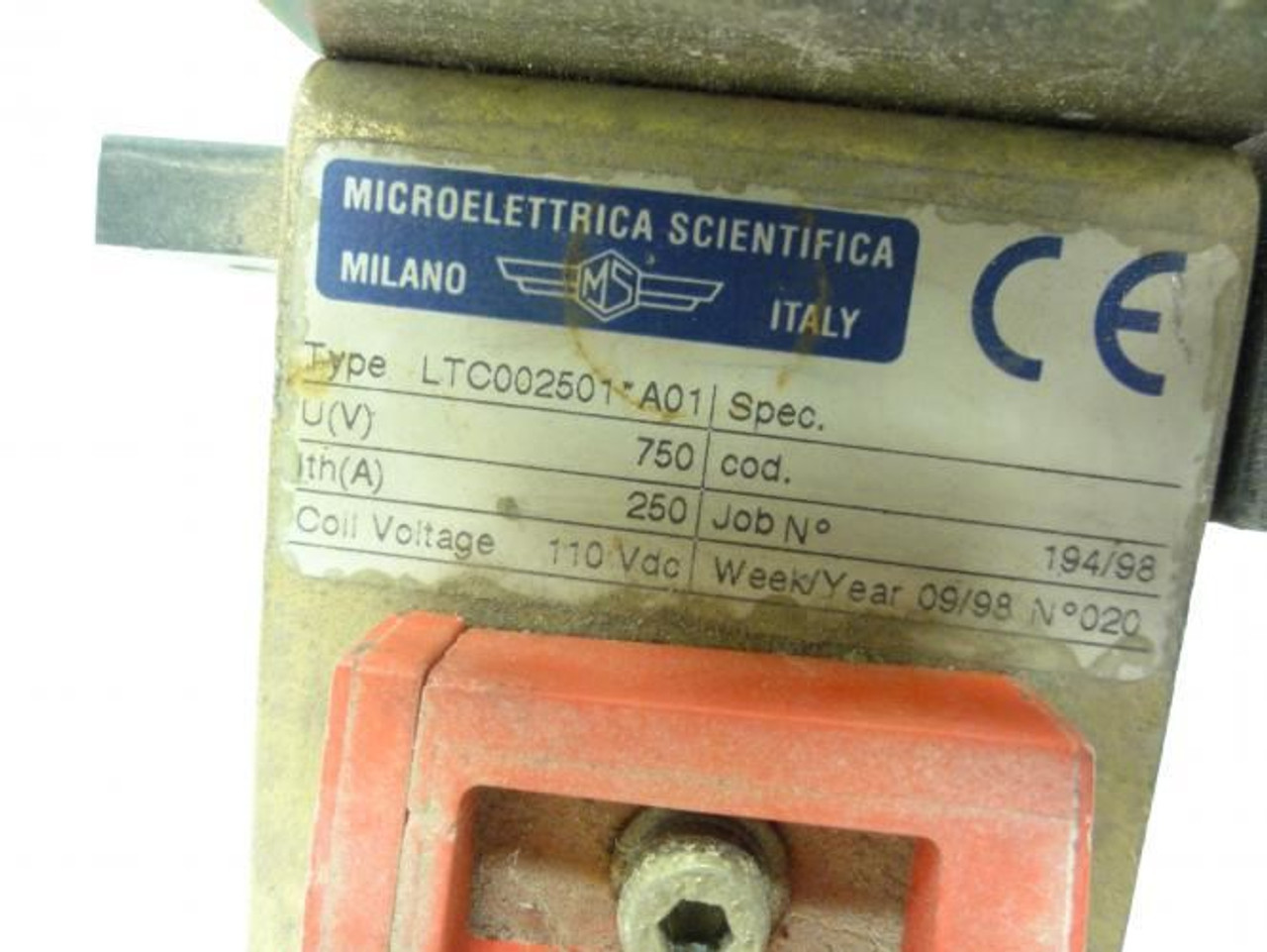 Microelettrica LTC002501-A01; Contactor; Coil: 110VDC Microelettrica LTC002501-A01; Contactor; Coil: 110VDC