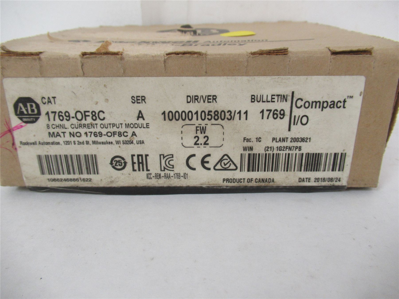 Allen-Bradley 1769-OF8C; Compactlogix 8-Pt Analog Output Modl