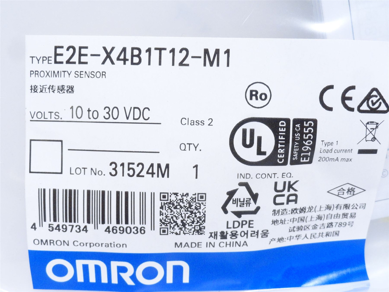Omron TYPEE2E-X4B1T12-M1; Proximity Sensor; 10-30VDC; 4-Pin Omron TYPEE2E-X4B1T12-M1; Proximity Sensor; 10-30VDC; 4-Pin
