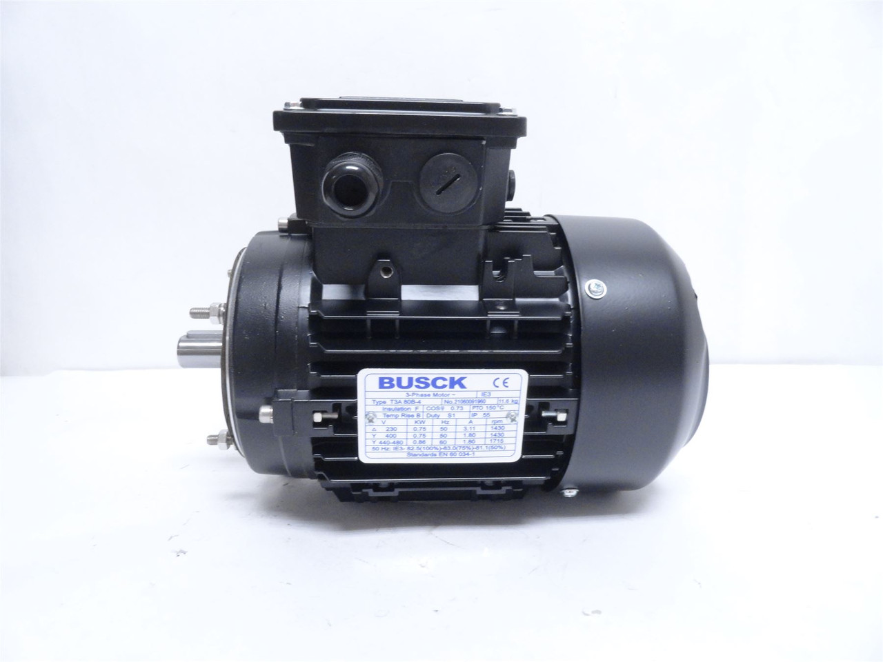 Busk T3A80B-4; AC Motor; 0.86kW; 440-480V; 1715RPM; 3PH; 60HZ Busk T3A80B-4; AC Motor; 0.86kW; 440-480V; 1715RPM; 3PH; 60HZ