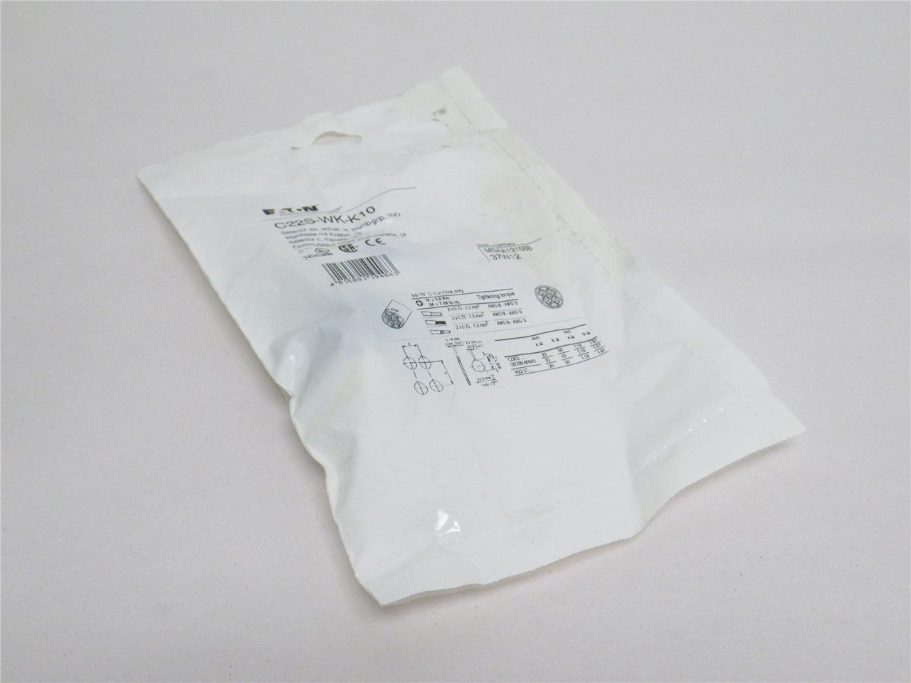 Eaton C22S-WK-K10; Non-Illumin Selector Switch; 2-Pos; 1-NO