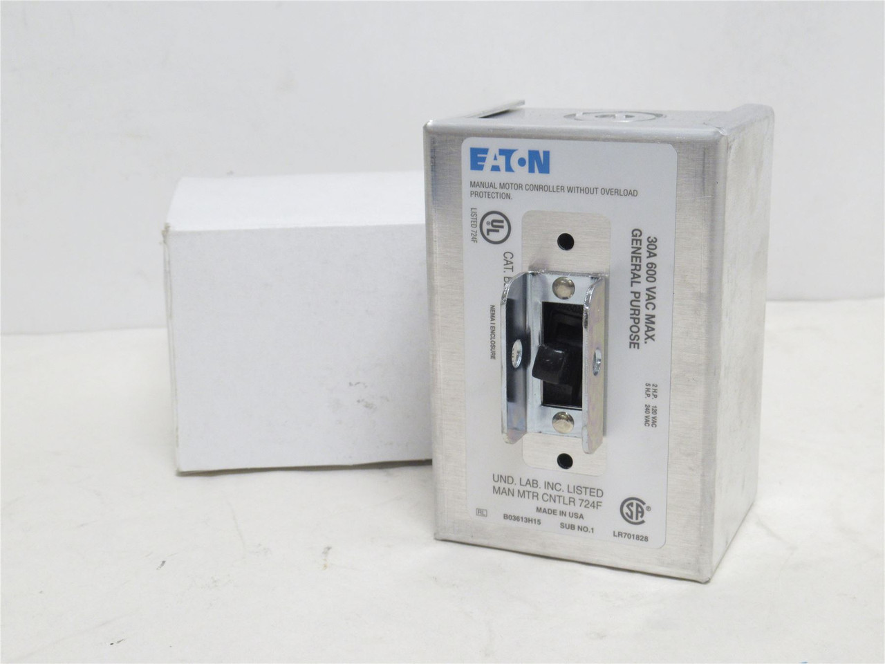 Eaton B230AG; Enclosed Manual Motor Switch 30A 600VAC; 2 Pole