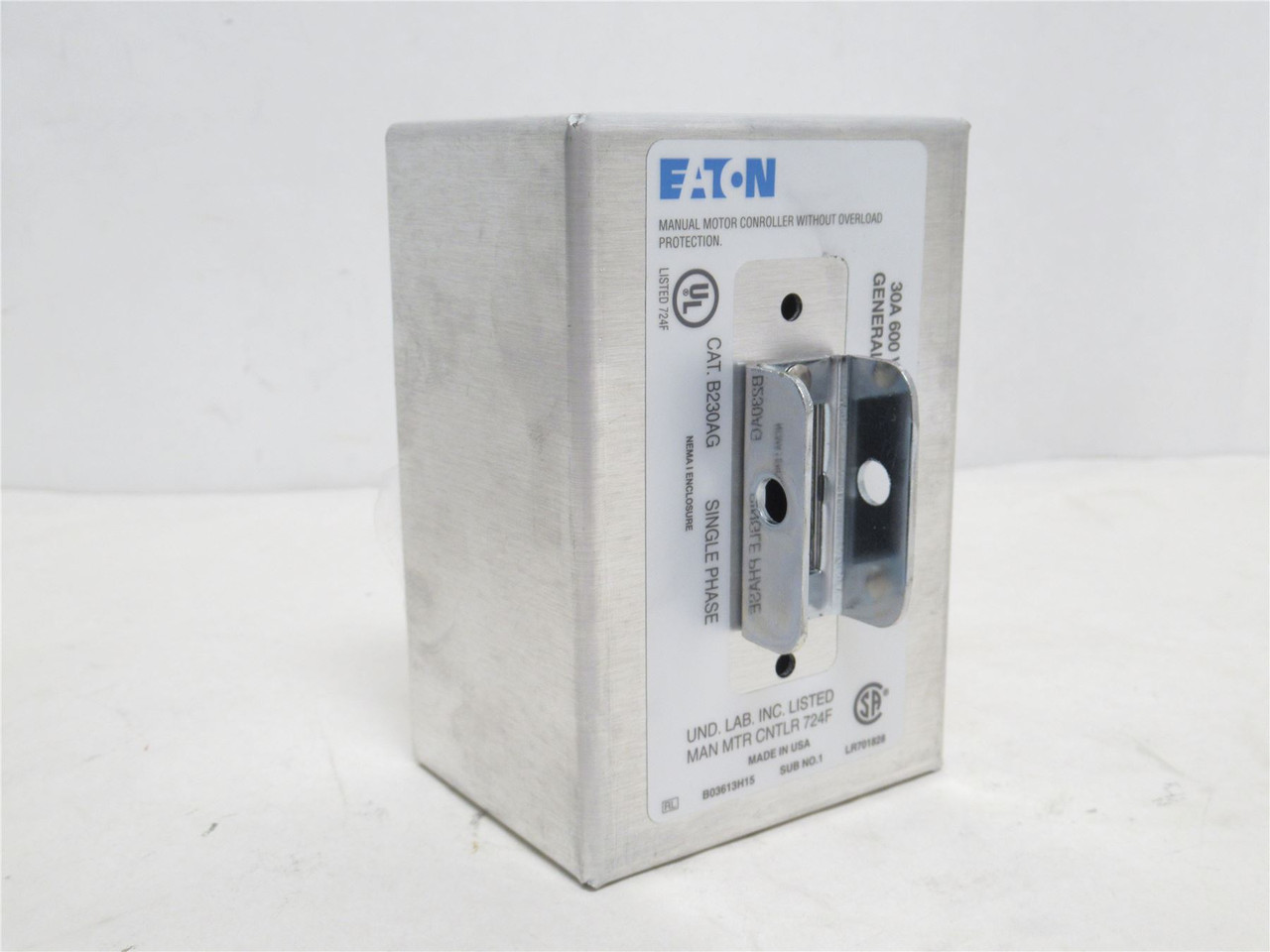 Eaton B230AG; Enclosed Manual Motor Switch 30A 600VAC; 2 Pole