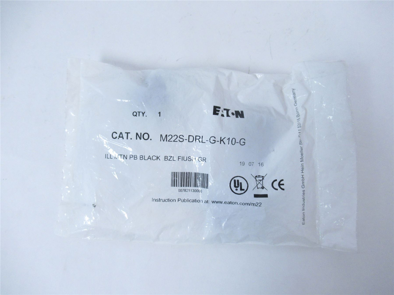 Eaton M22S-DRL-G-K10-G; Pushbutton - Modular; Illuminated