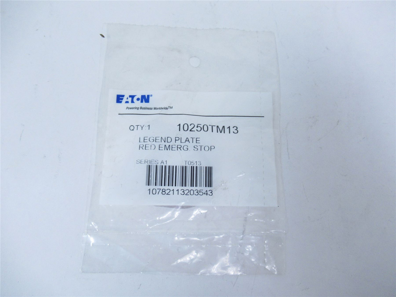 Eaton 10250TM13; Legend Plate - "EMERG. STOP"