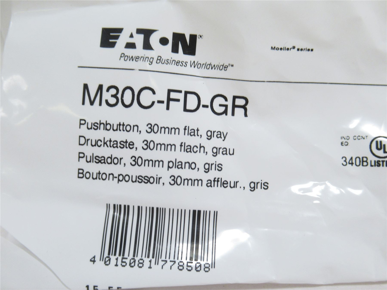 Eaton M30C-FD-GR; Push-Button Operator; Flat; Gray; 30mm