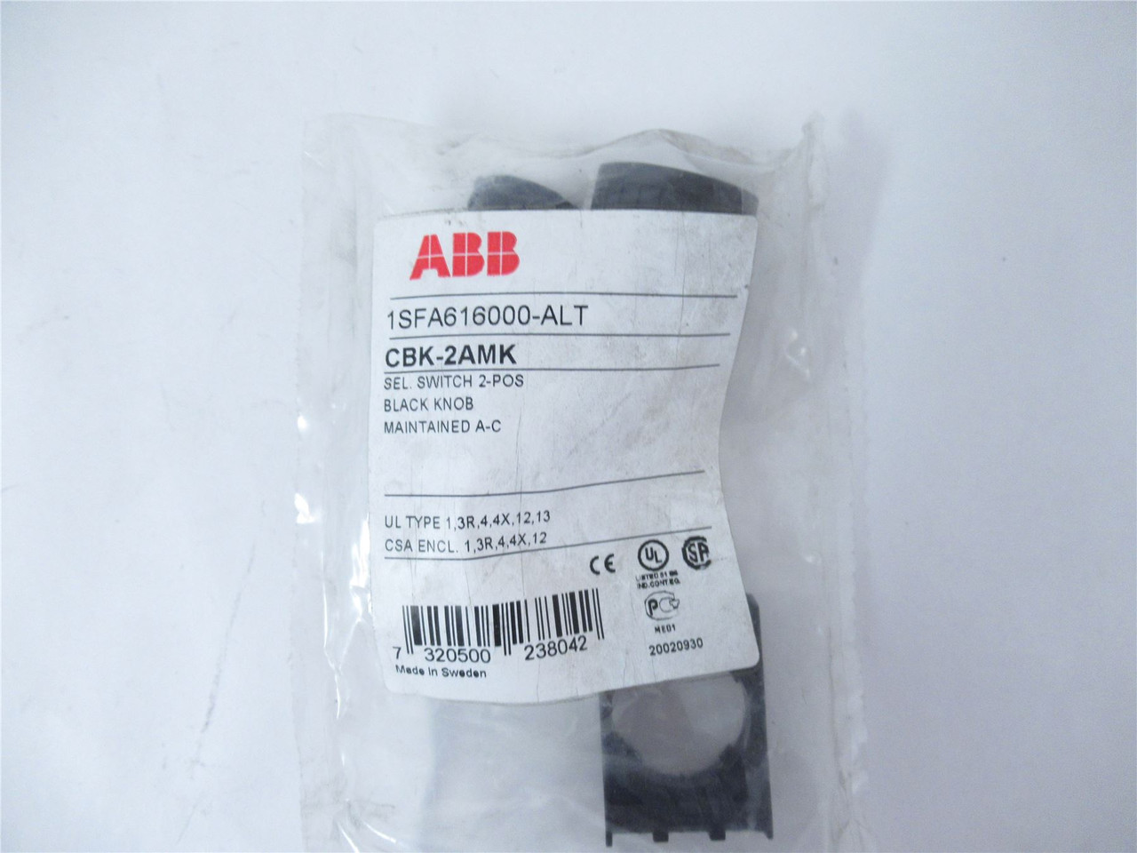 ABB CBK-2AMK; Selector Switch - 2 Position; Non-Illuminated