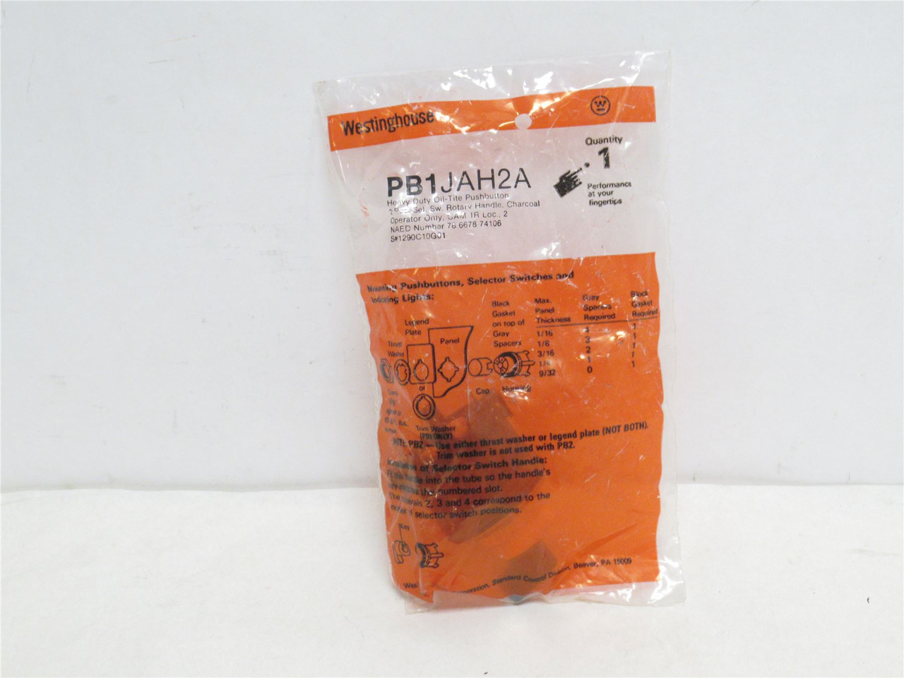 Westinghouse PB1JAH2A; Maintained Selector Switch; 2-Pos