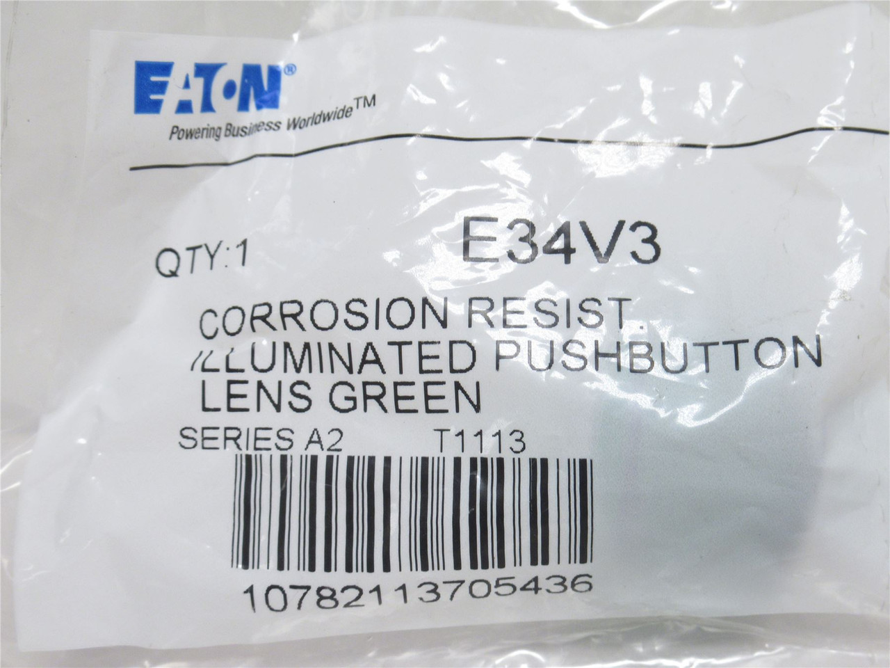 Eaton E34V3; Illuminated Pushbutton Lens; Green