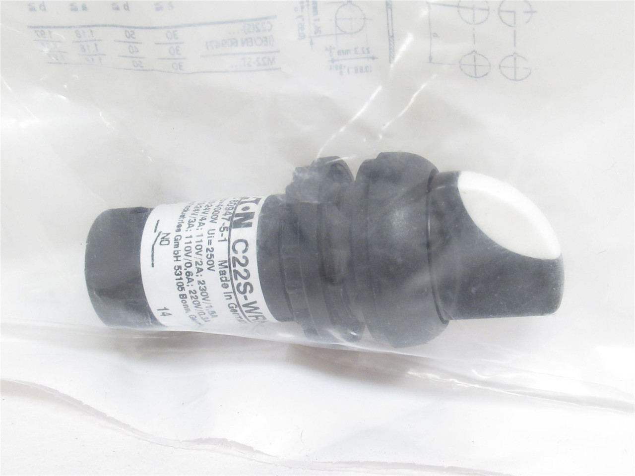 Eaton C22S-WRKV-K20; Push-Button Selector Switch; 3-Pos; 2-NO