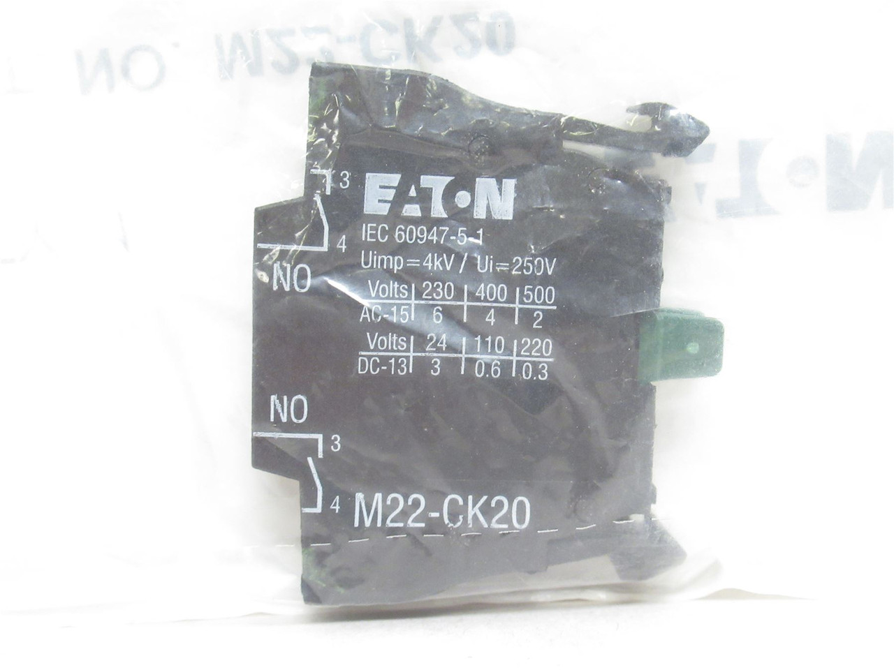 Eaton M22-CK20; Push-Button Contact Block; 2-NO; SPST
