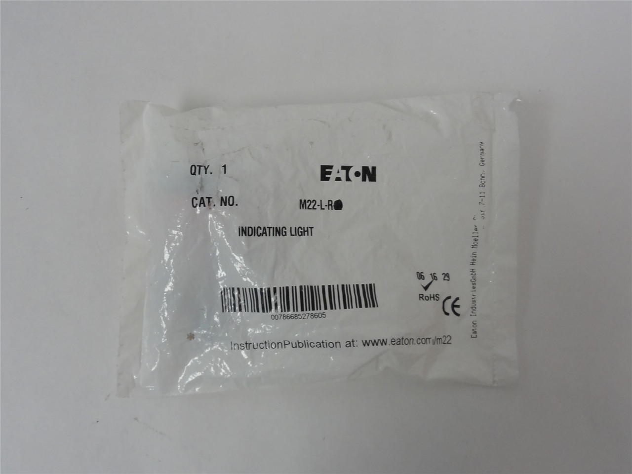 Eaton M22-L-R; Pushbutton Actuator - Red Indicating Light