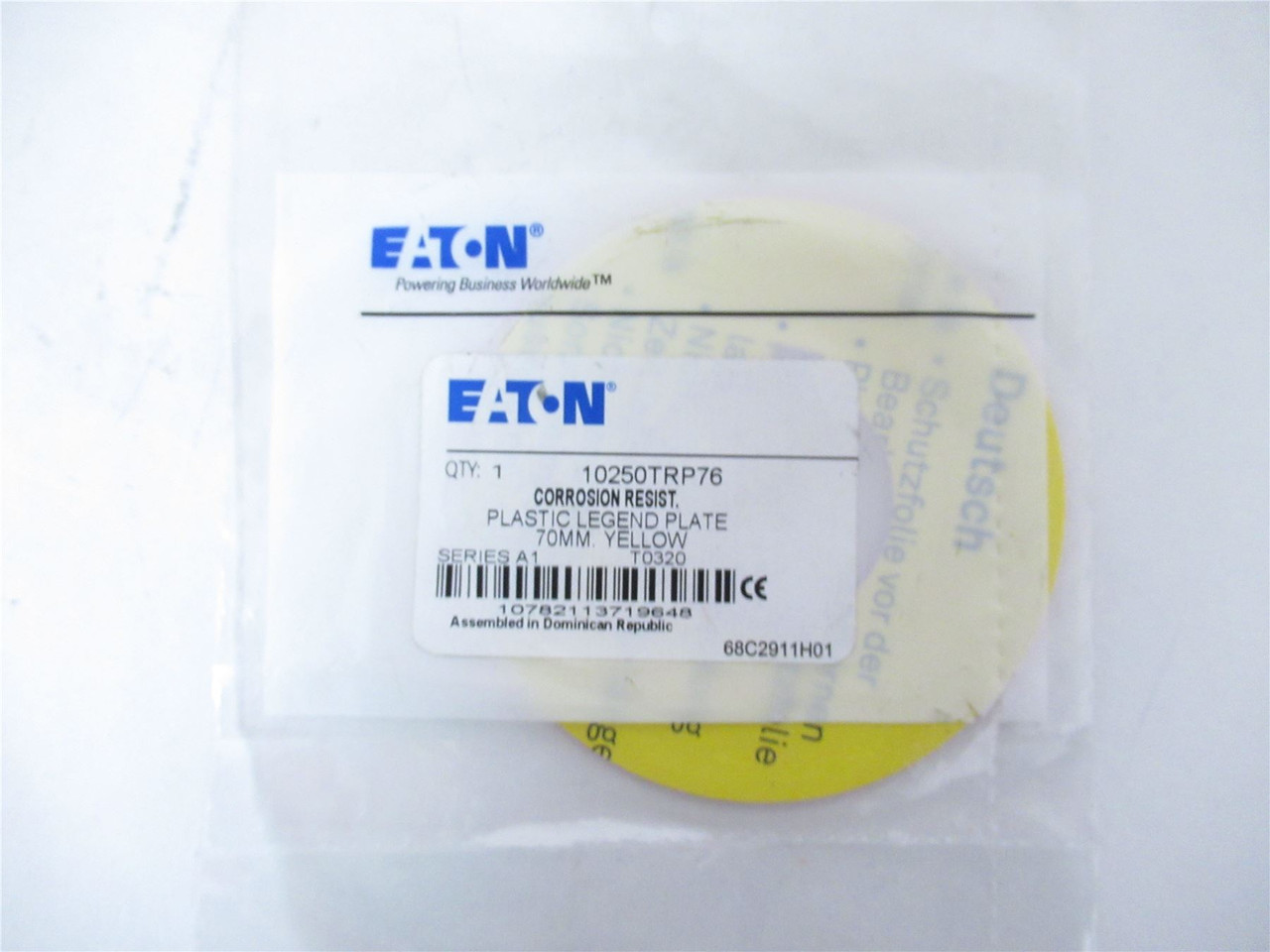 Eaton 10250TRP76; Pushbutton Legend Plate - Red/Yellow